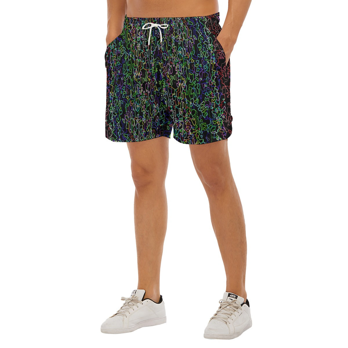 Color Acid Etch Dudes Drawstring Chill Gym Shorts