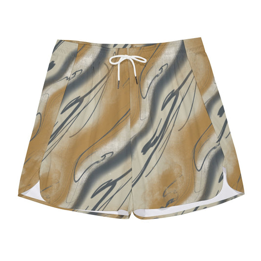 Creamy Caramel Fog Dudes Drawstring Chill Gym Shorts