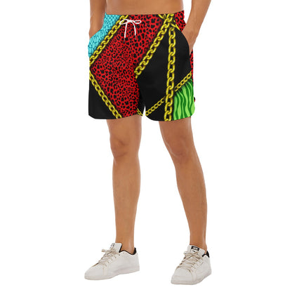 Chain Block Dudes Drawstring Chill Gym Shorts
