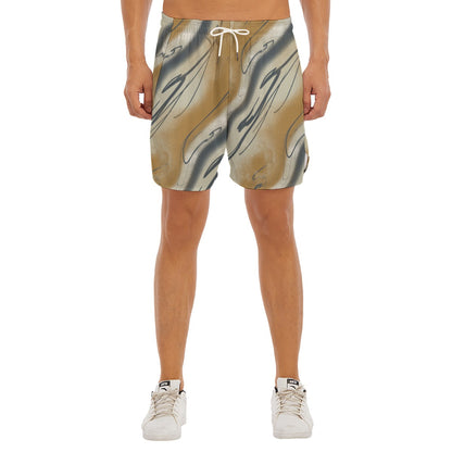 Creamy Caramel Fog Dudes Drawstring Chill Gym Shorts