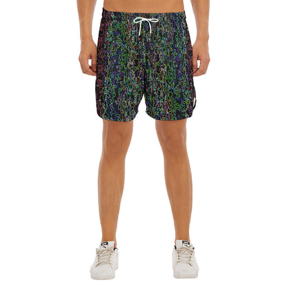 Color Acid Etch Dudes Drawstring Chill Gym Shorts