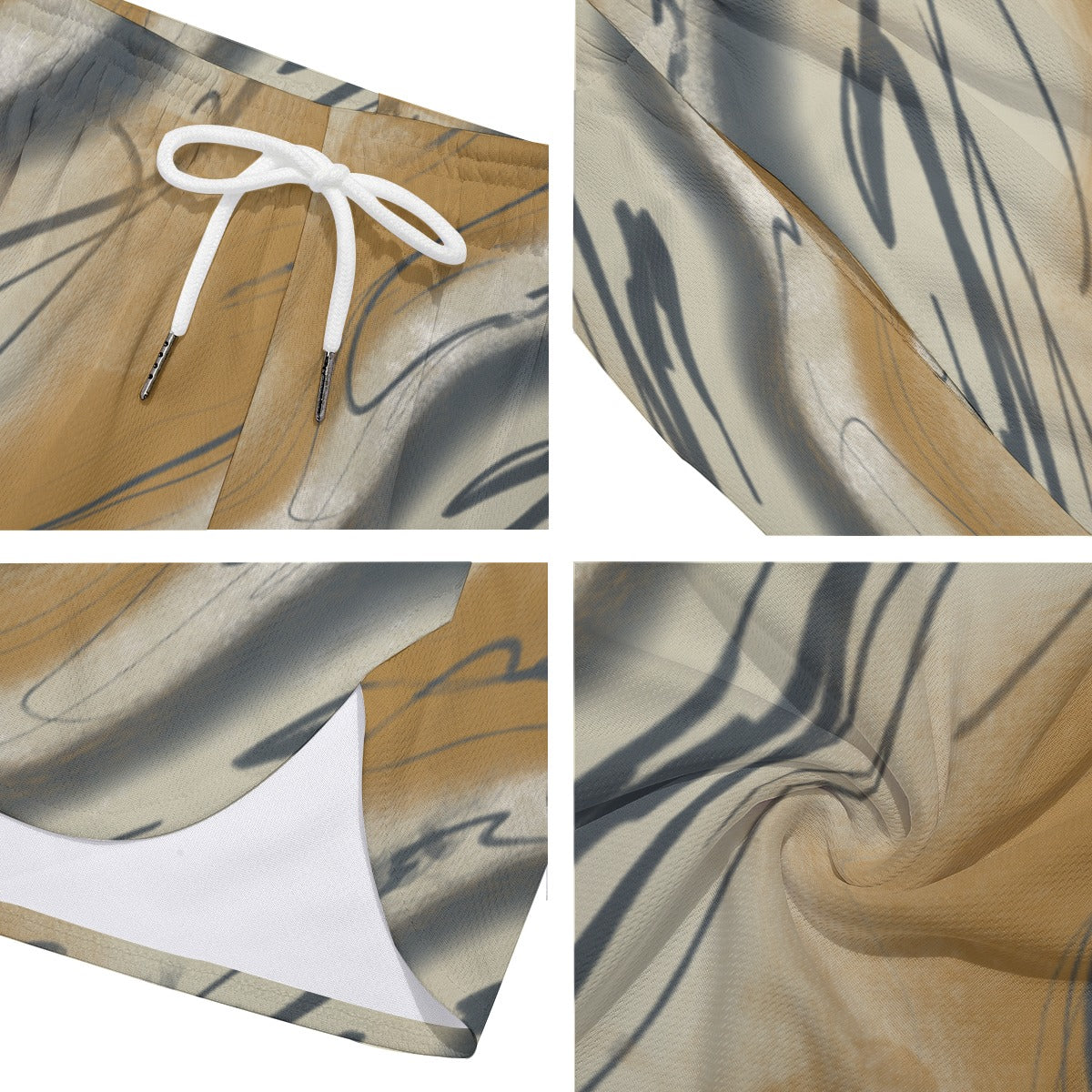 Creamy Caramel Fog Dudes Drawstring Chill Gym Shorts