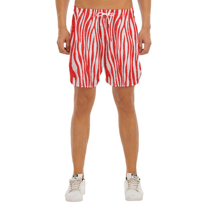 Peppermint Zebra Dudes Drawstring Chill Gym Shorts
