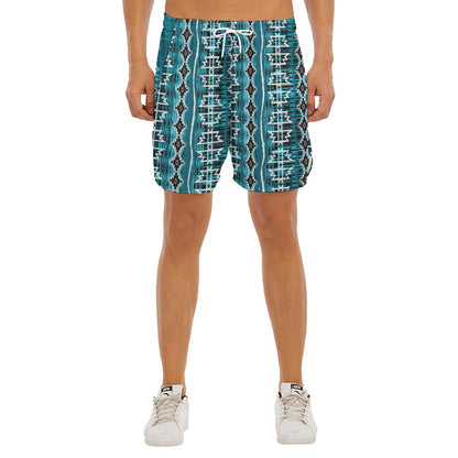 Southwestern Blue Dudes Drawstring Chill Gym Shorts